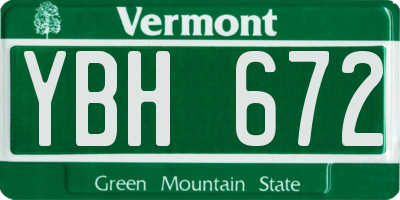 VT license plate YBH672