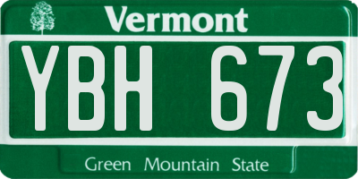 VT license plate YBH673