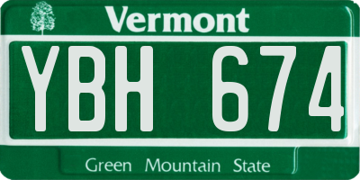 VT license plate YBH674
