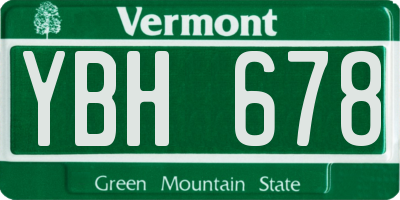 VT license plate YBH678