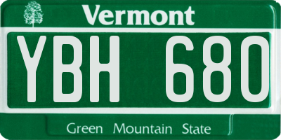 VT license plate YBH680