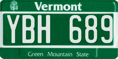 VT license plate YBH689