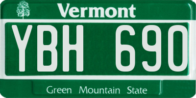 VT license plate YBH690