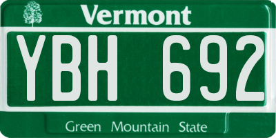 VT license plate YBH692