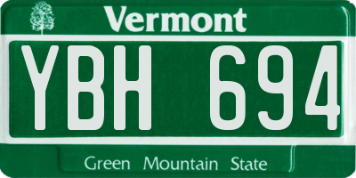 VT license plate YBH694