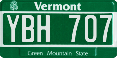 VT license plate YBH707