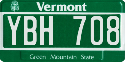 VT license plate YBH708