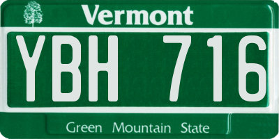 VT license plate YBH716