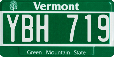VT license plate YBH719
