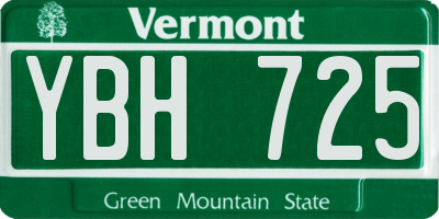 VT license plate YBH725