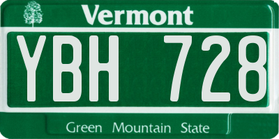 VT license plate YBH728