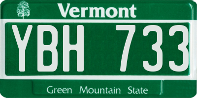 VT license plate YBH733