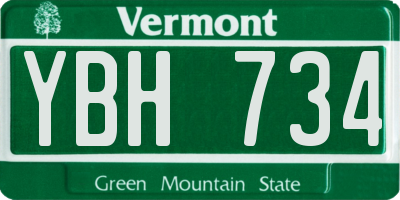 VT license plate YBH734