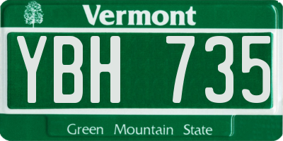 VT license plate YBH735