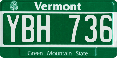 VT license plate YBH736