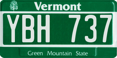 VT license plate YBH737