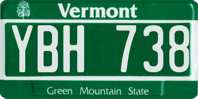 VT license plate YBH738