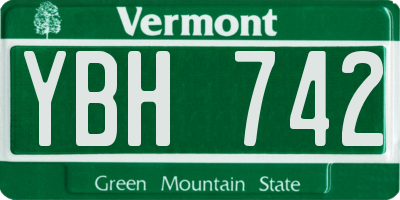 VT license plate YBH742
