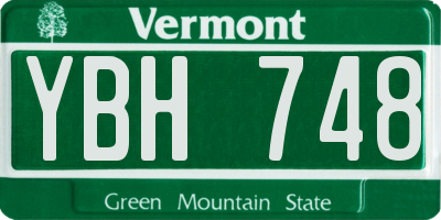 VT license plate YBH748