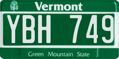 VT license plate YBH749