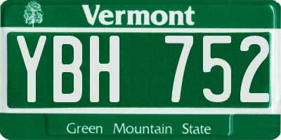 VT license plate YBH752