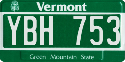 VT license plate YBH753