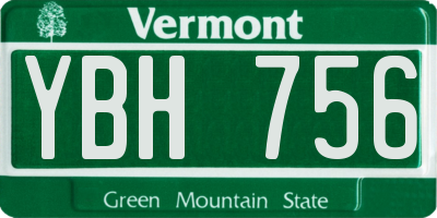 VT license plate YBH756