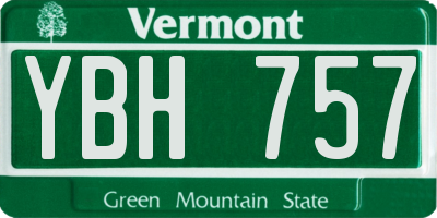 VT license plate YBH757