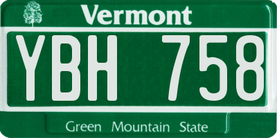 VT license plate YBH758