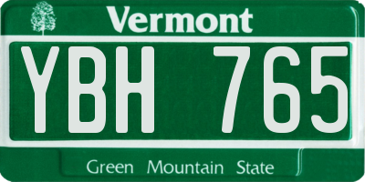 VT license plate YBH765