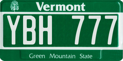 VT license plate YBH777
