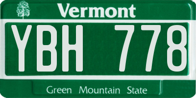 VT license plate YBH778