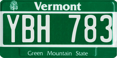 VT license plate YBH783