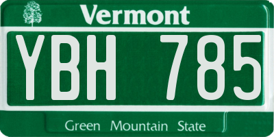 VT license plate YBH785