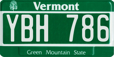 VT license plate YBH786