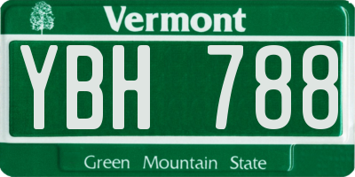 VT license plate YBH788