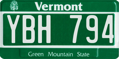 VT license plate YBH794