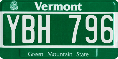 VT license plate YBH796