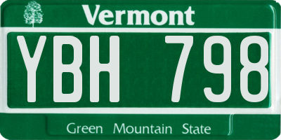 VT license plate YBH798
