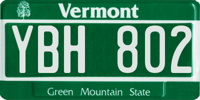 VT license plate YBH802