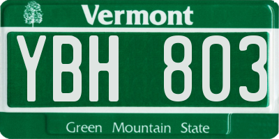 VT license plate YBH803