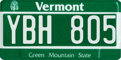VT license plate YBH805
