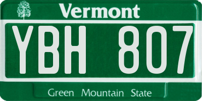 VT license plate YBH807