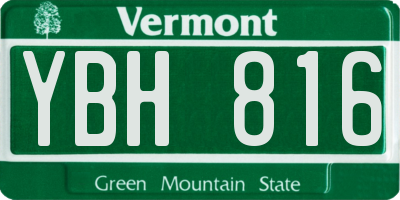 VT license plate YBH816