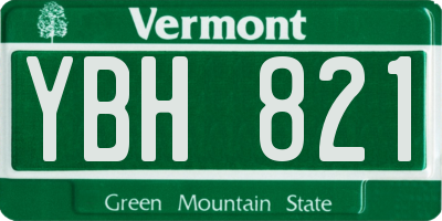 VT license plate YBH821
