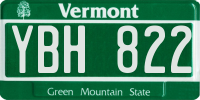 VT license plate YBH822