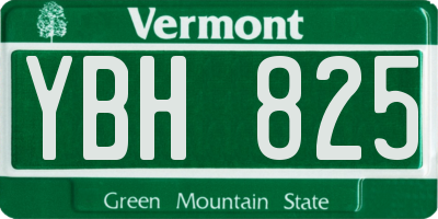 VT license plate YBH825