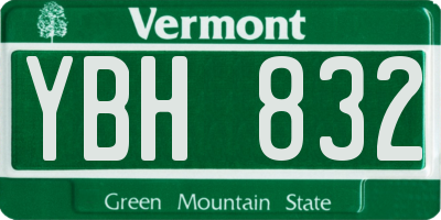 VT license plate YBH832