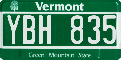 VT license plate YBH835