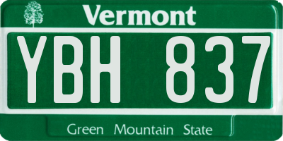 VT license plate YBH837